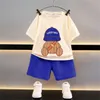 Enfants Summer Souts Girl Boy Short Short à manches Suit Child Clothing Fashion Tee Soild Color Pant Tenues Costume pour enfants