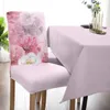 Chair Covers Flower Pink Dining Cover Kitchen Stretch Spandex Seat Slipcover For Banquet Wedding Party