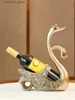 Artes y manualidades Creatividad Resina Rose Siamese Swan Rack Bottle Bottle Bottle Ornaments Sculpture Animal Style Decorationsl2447