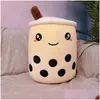 Plush Pillows & Cushions Cute Cartoon P Toys Bubble Tea Cup Shaped Pillow Soft Back Cushion Creative Funny Boba Pearl Milk Gifts For K Dhkth