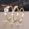 Anneaux de mariage 3pcs Luxury Bridal Stacking Minon Ring Ensembles pour femmes Couleur or Round Blanches zircon Bands de zirc