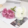 Decoratieve bloemen 5 -stks/kavel kunstmatige nepplanten roze zijden roos pioenroeg bruids boeket voor trouwhuis diy decoratie hydrangea ambachten