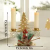 Kandelaars Kerstmis Smeedijzeren kandelaar Santa Claus Star Elk Tree Holder Xmas Jaar Tafel ornament