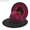 Wide Brim Hats Bucket Fedora Hat Womens Felt Mens Gradient Color Brown Purple Design Luxury Casual Trilby Jazz yq240407