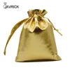 Sachets de bijoux 50pcs 7x9cm 9x12cm 10x15cm Sac d'emballage Gold Silver Color DrawString Rangement Sacs-cadeaux