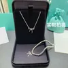 Designer Brand Seiko S925 Silver Tiffays Series Smooth Bow Necklace Buddha Bracciale Classic Simple Versatile Stile semplice