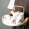 Teaware -sets 6 -stcs Noordse keramische koffiekopje set met lade eenvoudige huis afternoon tea Bloembox Moderne kantoorbenodigdheden Geschenken