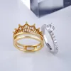 Eheringe Modezubehör Juwely Crystal Lmperial Crown Finger Set für Frauen Mädchen weißer Zirkon Verlobungsring