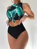 Colletto da bagno femminile alto collare a due pezzi bikini halter costume da bagno da bagno 2024 costume da bagno femminile vintage