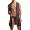 Accueil Vêtements Men de robe d'été Robe Sexy Pyjamas Sleepwear Hombre Sans manches à capuche Kimono Casual Kimono Bathrobe de nuit A50