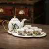 Teaware set lotus damm månsken eftermiddag te keramik set kinesisk ljus lyxig high-end kaffekoppar senior sense cup teacup