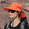 Wide Brim Hats Bucket Womens ponytail sun hat UV protection net folding wide brown beach fishing bucket summer hiking outdoor Q240403