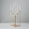 Ljushållare 5st 10st 8heads 9heads Gold Akrylhållare Pelar Candles Metal Stand for Wedding Stage Decoration Walkway