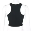 Kvinnor Summer T Shirts Crop Top Sexig Designer Brand Sport Shoulder Black White Tank Casual ärmlösa Backless Tee Shirts Op Ank Ee