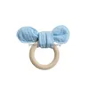 Soothers Teethers Baby Teether Babies Toing Toys Wood Ring Rabbit Ear Nursing Training Cartoon Bunny Products Drop Delivery Kid DH3JT