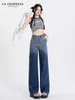 Kvinnors jeans Lösta montering Straight Tube Diamond för kvinnor Vintage Denim Byxor Cyber ​​Y2K Goth Pants Fashion Mom