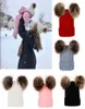 Knitting Warm Hats Winter Beanie Hats Mom And Baby Family Matching Outfits Newborn baby Double fur Ball pop Crochet Hats1557703