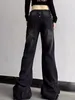 Jeans féminins adagirl coréennes femmes baggy harajuku étoile de mode patchwork basse botte de taille pantalon denim y2k causal kpop large jambe bas