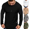 T-shirts pour hommes printemps automne t-shirt mâle décontracté manches longues bodybuilding solide sexy