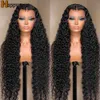 Deep Curl Curl Synthetic Wig Girl Girl Long Black Curl Fibra de calor Natural Hairle 13x4 Lace Front peruca diariamente Uso