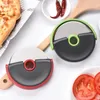 Couteau de coupe round en acier inoxydable pour pizza avec couvercle roulette à roulet