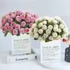 Dekorative Blumen 10 Köpfe Rosenbouquet Künstliche Westrosen Hochzeitsdekoration Seiden Pfingstrosen falsche Vase für Wohnkultur