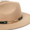 Weitkrempeln Hats Bucket Winter Filzhut Fedora Herren Imitation Wolle Kirche Herbst Fashion Wide Braun Top Damen YQ240407