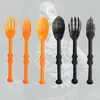 Disposable Dinnerware 6 PCS Halloween Tableware Plastic Forks Spoons Party Silverware Flatware Kitchen Utensils Decoration And Accessories