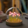 Fête favorable cadeaux mini tulip nuit clair cristal Glass Ball Lights Bedroom Ornements Home Wedding Decoration Anniversaire Saint-Valentin