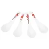 Spoons White Ceramic Asian Soup Spoon: 4Pcs Small Porcelain Floral Rice Spoon Chinese Serving Ramen Pho Wonton