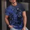 Men's T Shirts Round Neck T-shirt Motorcycle 3D Printing Short Sleeve Top Vintage Trendy Adventure Sports Breathable