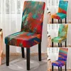 Couvre-chaise Couvre à manger à imprimé 3D Elastic Strech Paindre multicolore siège de couverture pour tabouret de cuisine décor