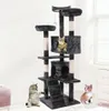 60quot Cat Tree Tower Condo Furniture Scratching Post Pet Kitty Play House Black6199178