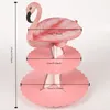 Party Supplies Birthday Dress Up Cake Decoration Flamingo Multi-layer Tray Paper Stand Bread Display