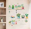 Simulation étagères de rangement autocollants muraux Green Plants en pot cactus mural affiche art art maison décoration salon selfadhesiv6597059