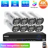 SYSTEEM FACE DETECTIE POE Security Camera System 4K 8ch NVR Kit 2 Way Audio CCTV IP Monitoring Camera Video Surveillance System Set 8MP