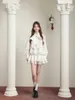 Casual Dresses Sweet Short Party Dress Women Långärmad elegant fransk vit skjorta Preppy Style Korean Fashion Chic 2024 Spring