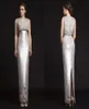 2019 New Luxury Krikor Jabotian Evening Dresses Sequins Beading Satin Sheath Custom Made Silver Prom Dresses Split Back Formal Gow6182734