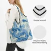 Storage Bags Reusable Magic Mountain Dragon Porcelain Bule Chinoiserie Shopping Tote Bag Portable Antique Delft Grocery Shopper