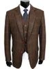 Wool Brown Classic Tweed Custom Made Men Pass Blazers Retro Gentleman Style skräddare Made Slim Fit Wedding Suits For Men 3 Piece1938477