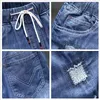 Heren gescheurd denim shorts 150 kg plus maat 10xl 9xl 8xl 7xl zwarte gaten verontruste jeans losgerekte zomerhelft broek 240327