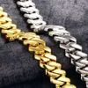 20mm 3 Row Küba Bağlantı Zinciri Moissanit Kolye Erkekler Hip Hop Takı 925 STERLING Gümüş Zincir Yüksek Kalite Dropshipping