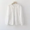 Mikrofony Teelynn 100%bawełniane kwiatowa haft biała koronkowa bluzka dla kobiet vintage v szyja jesienna jesienna blusas boho topy 2023