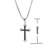 Chaines Punk Gothic Black Street Style Silver Color Hollow Men Colliers Clicule Cross Pendants