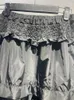 Faldas 2024 Spring Elástica Cintura negra Midi Skirt Femanes Ruffles A-Line A-Line Long Hepburn Style para damas