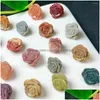 Objetos decorativos Figuras Precio al por mayor 1M Natural Alashan Jasper Crystal Rose Flower Talling Bead Charms para brazalete colgante dhldc