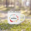 Hello Spring Enamel Camping Mug Appreciation Original and Fun Gifts Drink Juice Water Dessert Cocoa Milk Handle Cup 240407