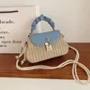 Ladies Bags Evening Woven Beach Women's Bag Fashionable Grass Weaving Crossbody Folded Design Handbag Rural Tourism Shoulder