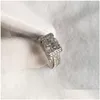 Обручальные кольца ручные украшения 925 стерлинговый круглый круглый срезанный белый топаз CZ Diamond Gemstones Eternity Эйфелевая башня WO DH9FE