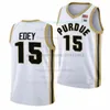 Purdue Boilermakers 15 Zach Edey College Basketball Jerseys Blanc Black Black Mens Tous les maillots